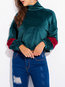 Polo Neck Standard Loose Casual Patchwork Sweatshirts (Style V100640)