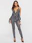 Maxi Slim Fashion Striped Backless Jumpsuit (Style V200972)