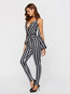 Maxi Slim Fashion Striped Backless Jumpsuit (Style V200972)