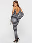 Maxi Slim Fashion Striped Backless Jumpsuit (Style V200972)