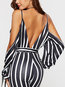 Maxi Slim Fashion Striped Backless Jumpsuit (Style V200972)